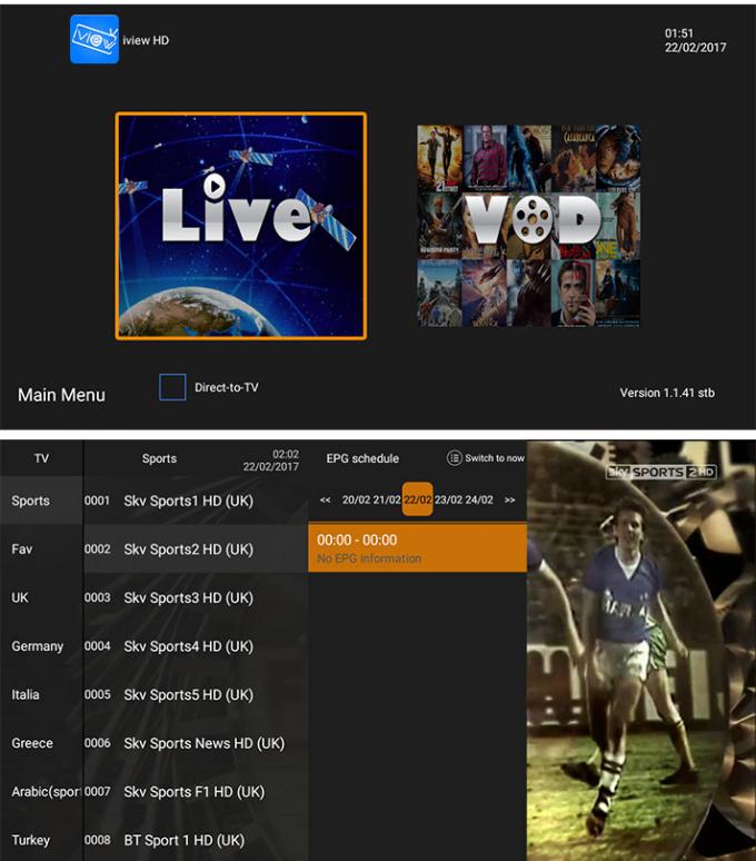 Filmes estáveis de Vod do servidor da versão da atualização de Alemanha Itália Iview Iptv Apk
